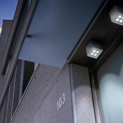 Plafoniera da esterno LED 12W in alluminio e vetro color grigio - AFRODITA