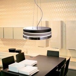 Lampada a sospensione bianco + nero + cromo - CUMBIA