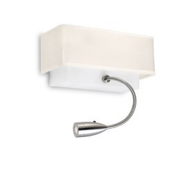 Lampada applique + lettore LED, nichel satinato + beige - TYRA