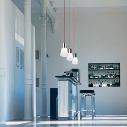 Lampada a sospensione, cromo + bianco - DROP