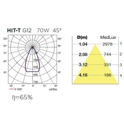 Faretto riflettore HIT-T G12 70W 45º grigio