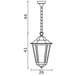 Lanterna da esterno Sospensione ELITE 6 IP43 E27 Trasparente Nero