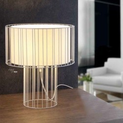 Desktop Acero-Textil LINDA per lampada E27 L interno bianco 1