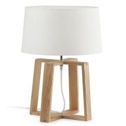 Metallo-Madera BLISS desktop indoor Marron-blanco E27 lampada