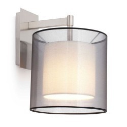 Lampada applique da parete E27 in metallo e tela color nichel opaco - SABA