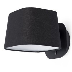 Lampada applique da parete E27 in metallo e tela color nero - SWEET