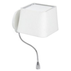 Lampada applique E27 con lettore LED in metallo e tela color bianco - SWEET