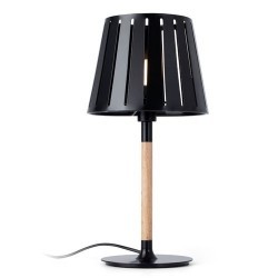 Lampada da tavolo E14 in metallo e legno color nero - MIX