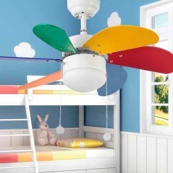 Ventilatore da soffitto multicolore con luce - Faro disegno PALAO MULTICOLOR