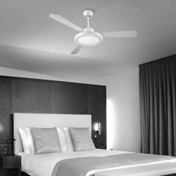 Ventilatore da soffitto con luce e telecomando color nichel satinato - BAHIA