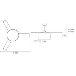 Ventilatore da soffitto con luce e telecomando color nichel satinato - BELMONT