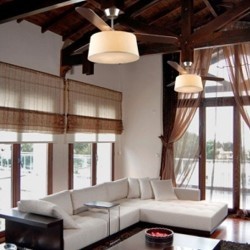 Ventilatore da soffitto con luce e telecomando color nichel satinato - BELMONT