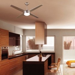 Ventilatore da soffitto con luce e telecomando color nichel satinato - HAWAI