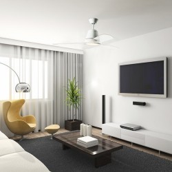 Ventilatore da soffitto con luce LED e telecomando color bianco - TIGA